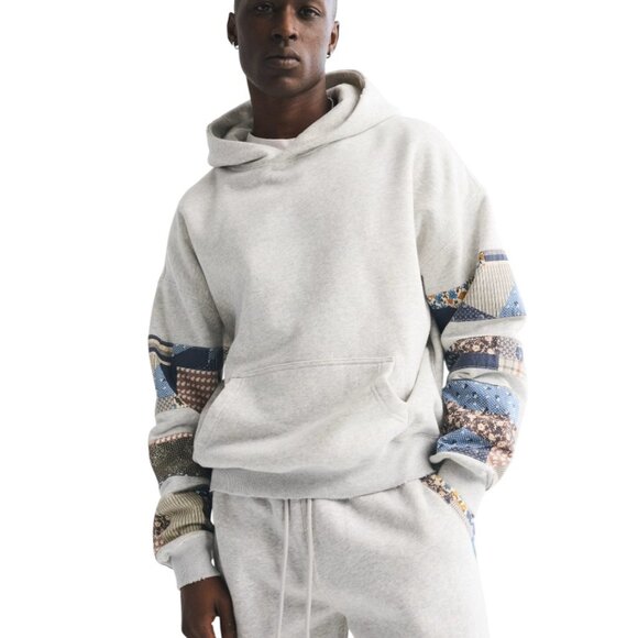 Abercrombie & Fitch Unisex Essential Popover Patchwork Embroidered Hoodie - Picture 1 of 9